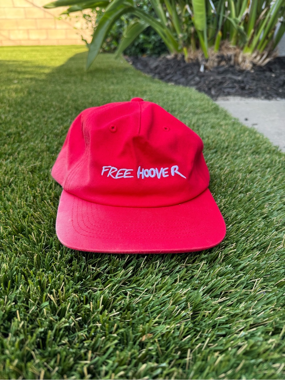 Yeezy Red "Free Hoover" Embroidered Camp Cap Kanye West